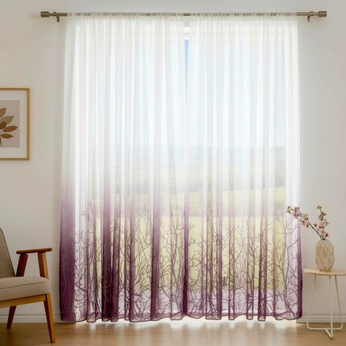 Dieninė užuolaida "Ombre šakos  alyvinė 4"