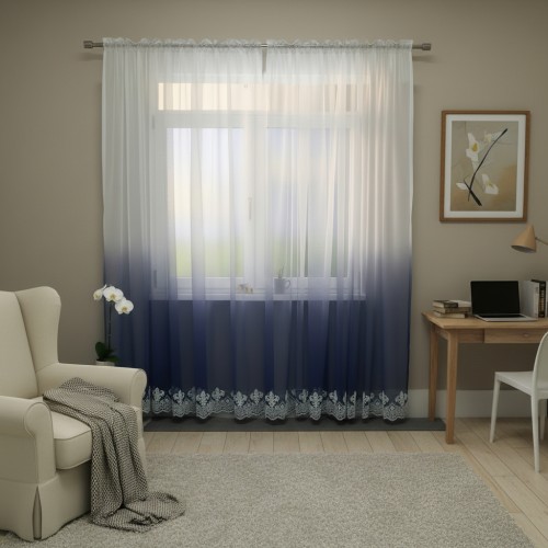 Dieninė užuolaida "Ombre  mėlyna 5"