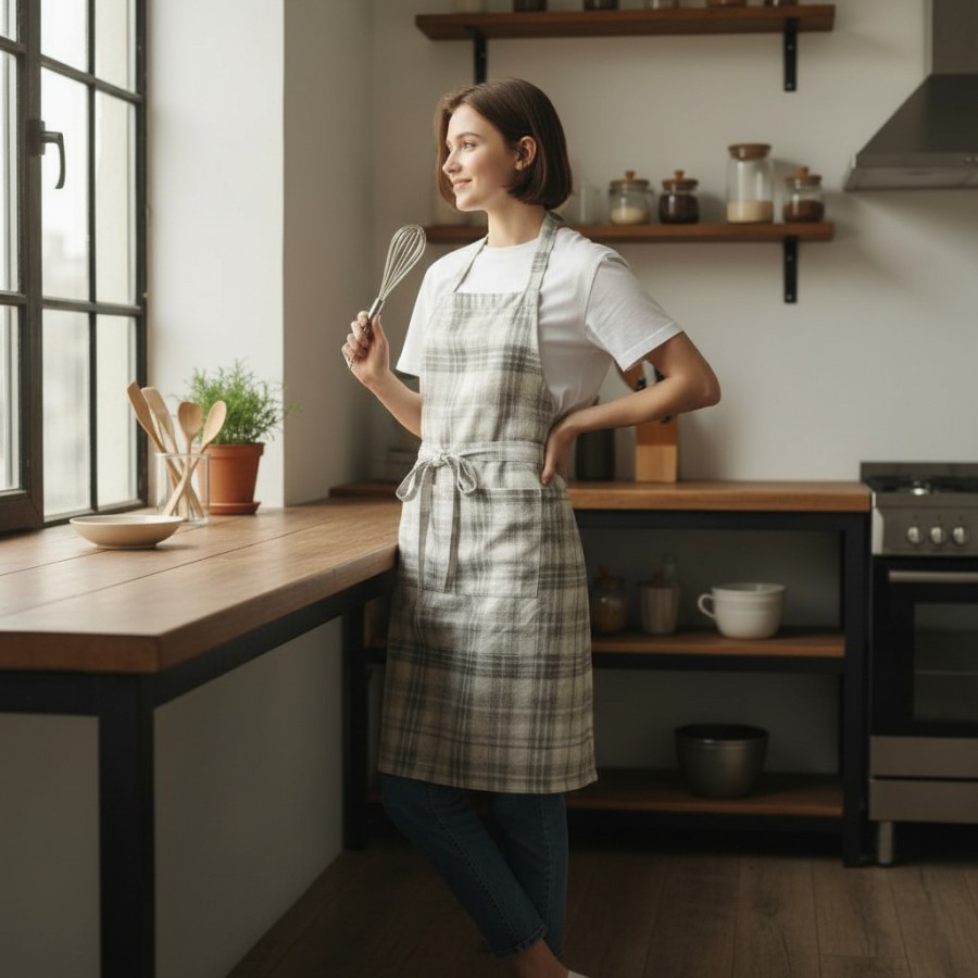 Prijuostė "Langeliai rudi " Prijuostė "Langeliai rudi "