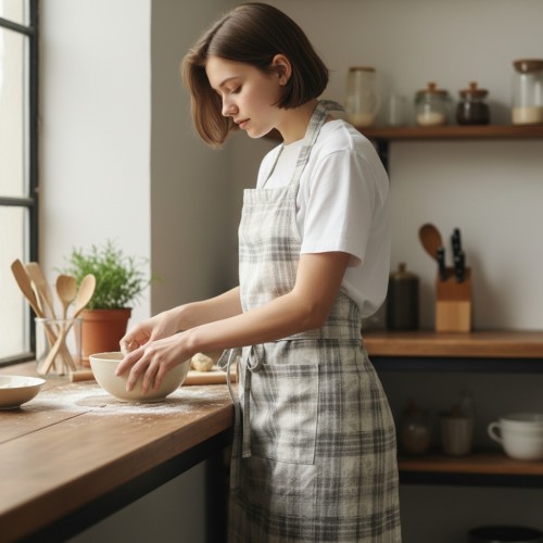 Prijuostė "Langeliai rudi "