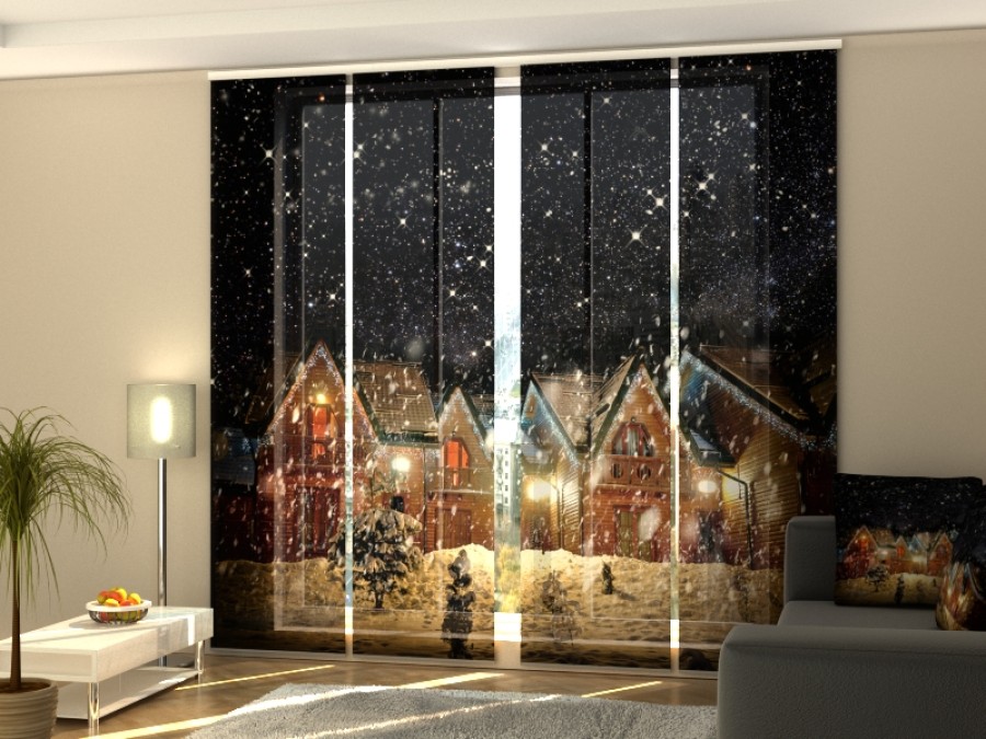 Kalėdinė lango širma iš 4 dalių "Kalėdų naktis"