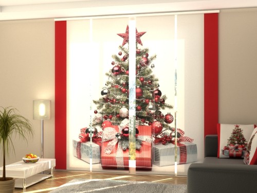 Kalėdinė lango širma iš 4 dalių "Raudonos kalėdos"