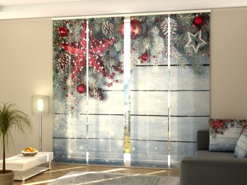 Kalėdinė lango širma iš 4 dalių "Šventinis dekoras"