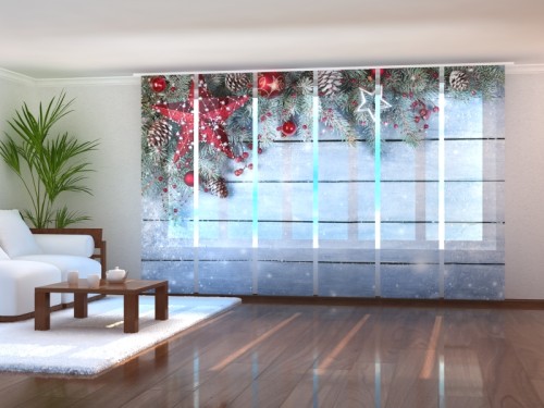 Kalėdinė lango širma iš 6 dalių "Šventinis dekoras"