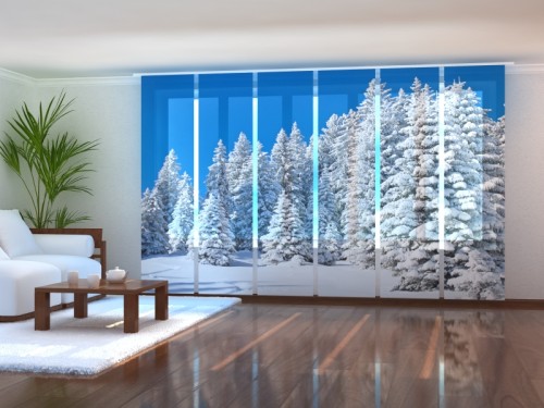 Kalėdinė lango širma iš 6 dalių "Žiemos miškas"