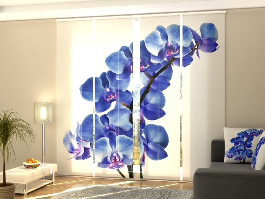 Lango širma iš 4 dalių "Mėlyna orchidėja"