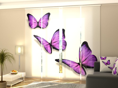 Lango širma iš 4 dalių "Violetiniai drugeliai"