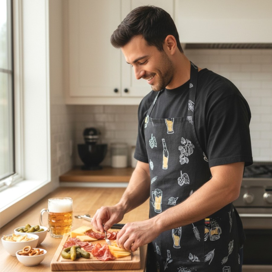 Lininė juoda prijuostė "Apyniai" Lininė juoda prijuostė "Apyniai"