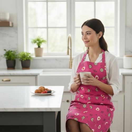 Lietuviška lininė prijuostė su šaltibarščių motyvais