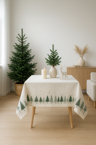 Staltiesė su eglučių raštu