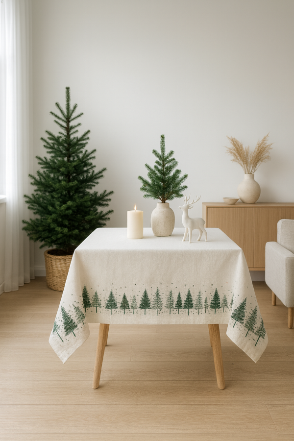 Staltiesė su eglučių raštu