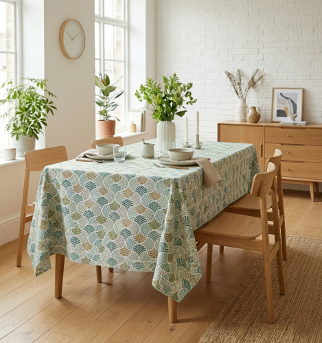 Staltiesė iš gobeleno su žalais motyvais